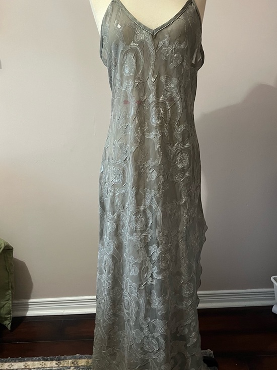 Vintage Other - Vintage Style Sage Floral Burnout Maxi Slip Dress